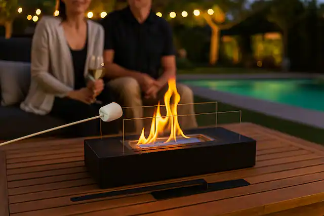 Front. Seamless Outdoors - Tabletop Firepit - BLACK.