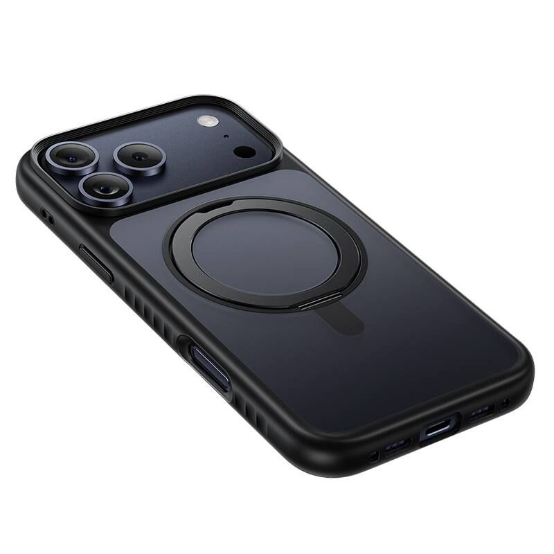 Back. hoco. - AS1 MagSafe Case with 360° Rotating Stand for Apple iPhone 17 Pro - Black.