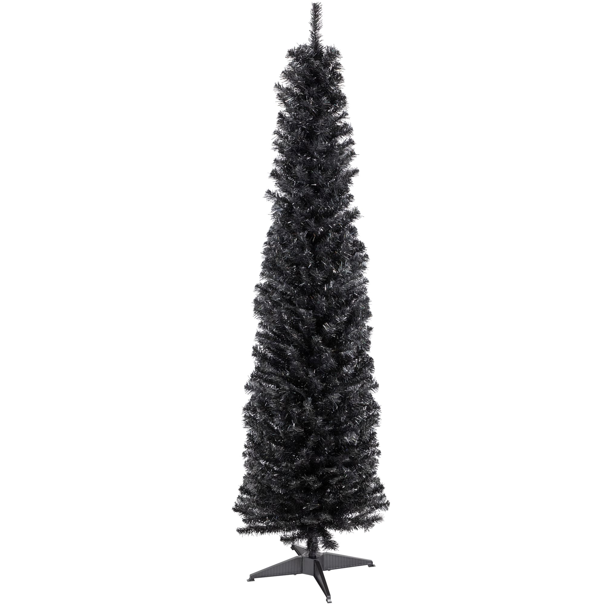 Northlight - 6' Charcoal Iridescent Slim Artificial Tinsel Halloween Tree, Unlit - Brown