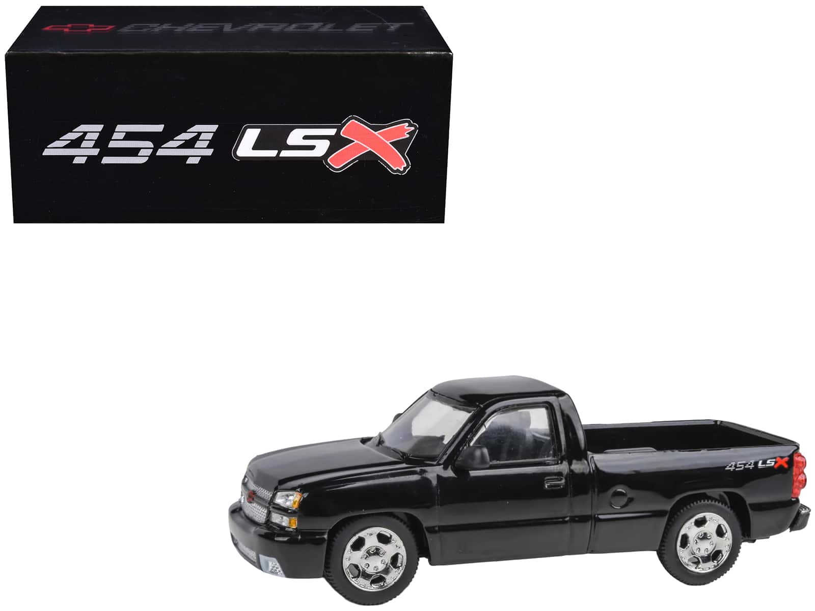 2006 Chevrolet Silverado 454 LSX Pickup Truck Onyx 1/64 Diecast Model Car by Paragon Models - Black