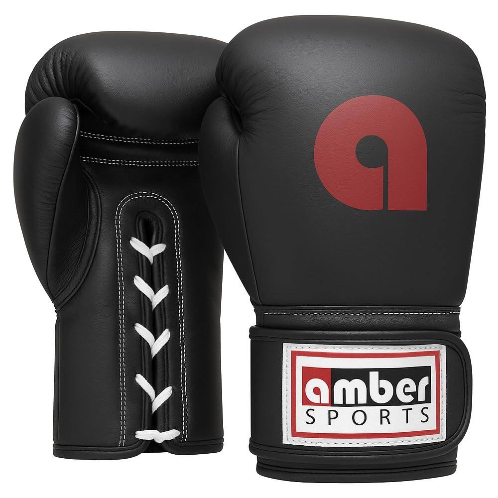Amber Sporting Goods Professional Lace Up All Leather Boxing Gloves ...