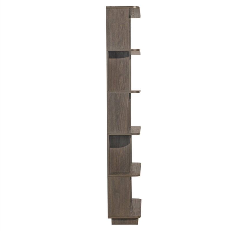 Alt View 6. HTUTWOO - 31.5" L x 64.56" H Free Combination Bookshelf - 5-Tier Open Storage Bookcase MDF Wood Display Shelving for Home Office - Dark Brown.