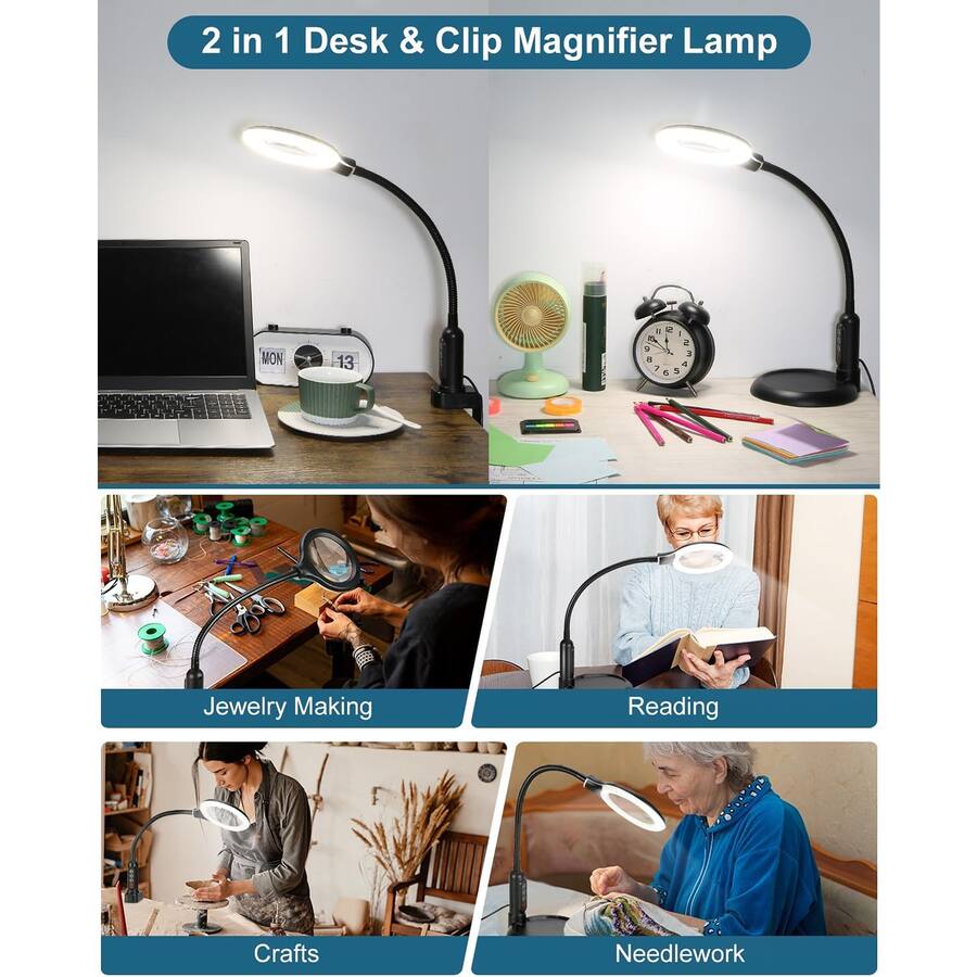 PARKER SLATER 10X Magnifying Glass with LED Light Clamp Stand