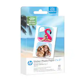 Sprocket 2x3” Premium Zink Pre-Cut Sticker Photo Paper, 30 Sheets, Compatible with HP Sprocket Photo Printers