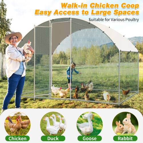 Alt View 2. Winado - 6.5 x 10 FT Metal Walk In Chicken Coop Run Cage Round Roof Rabbit Hutch Hen House Enclosure.