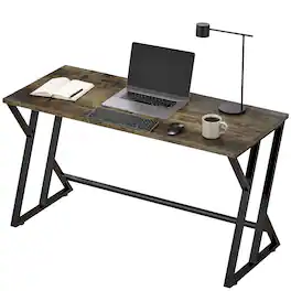 Homcom - Inch Computer Desk, Industrial Writing Desk with Z-Shaped Metal Leg, Study Table for Home Office - Rustic brown