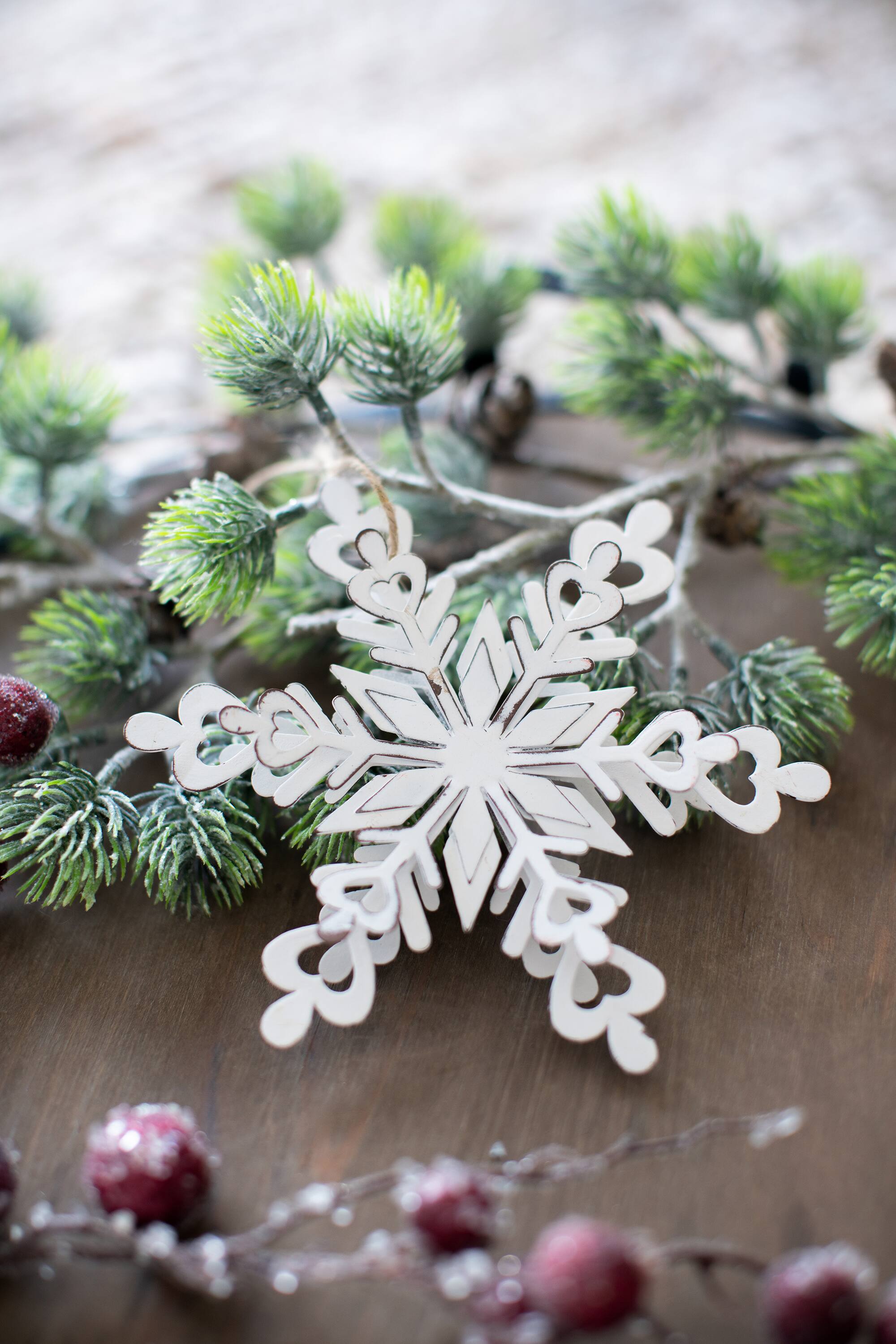 Alt View 2. Dexmalle - Dexmalle-6.3x1.8x6.7 Christmas Tree Decorative Iron Snowflake Hanger,Set of 6-White - White.