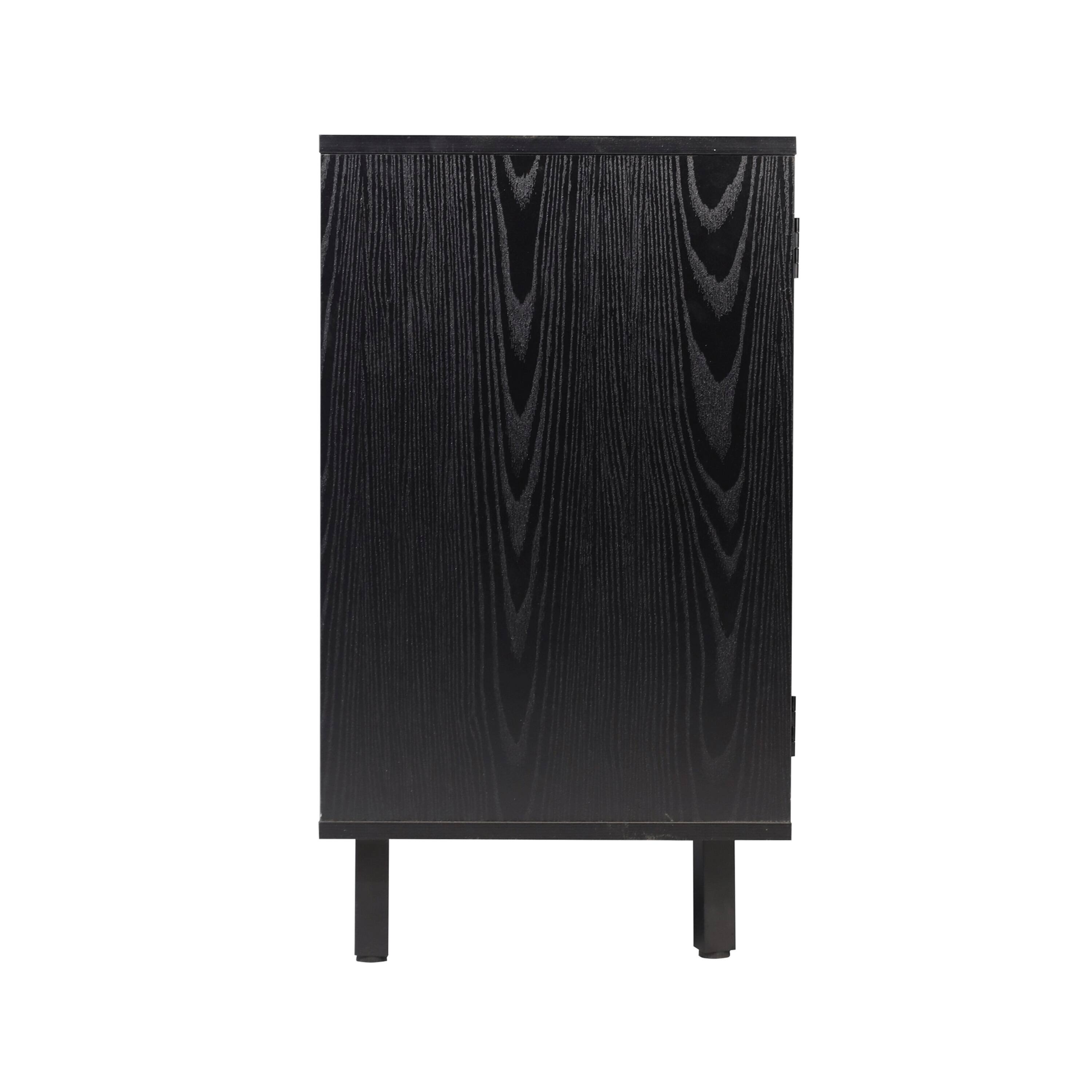 Alt View 7. Emma + Oliver - Classic Sideboard and Bar Cabinet with Open and Closed Storage - Black.