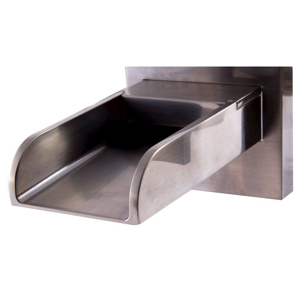 Left. Alfi - Brushed Nickel Widespread Wall Mounted Modern Waterfall Bathroom Faucet - Silver.
