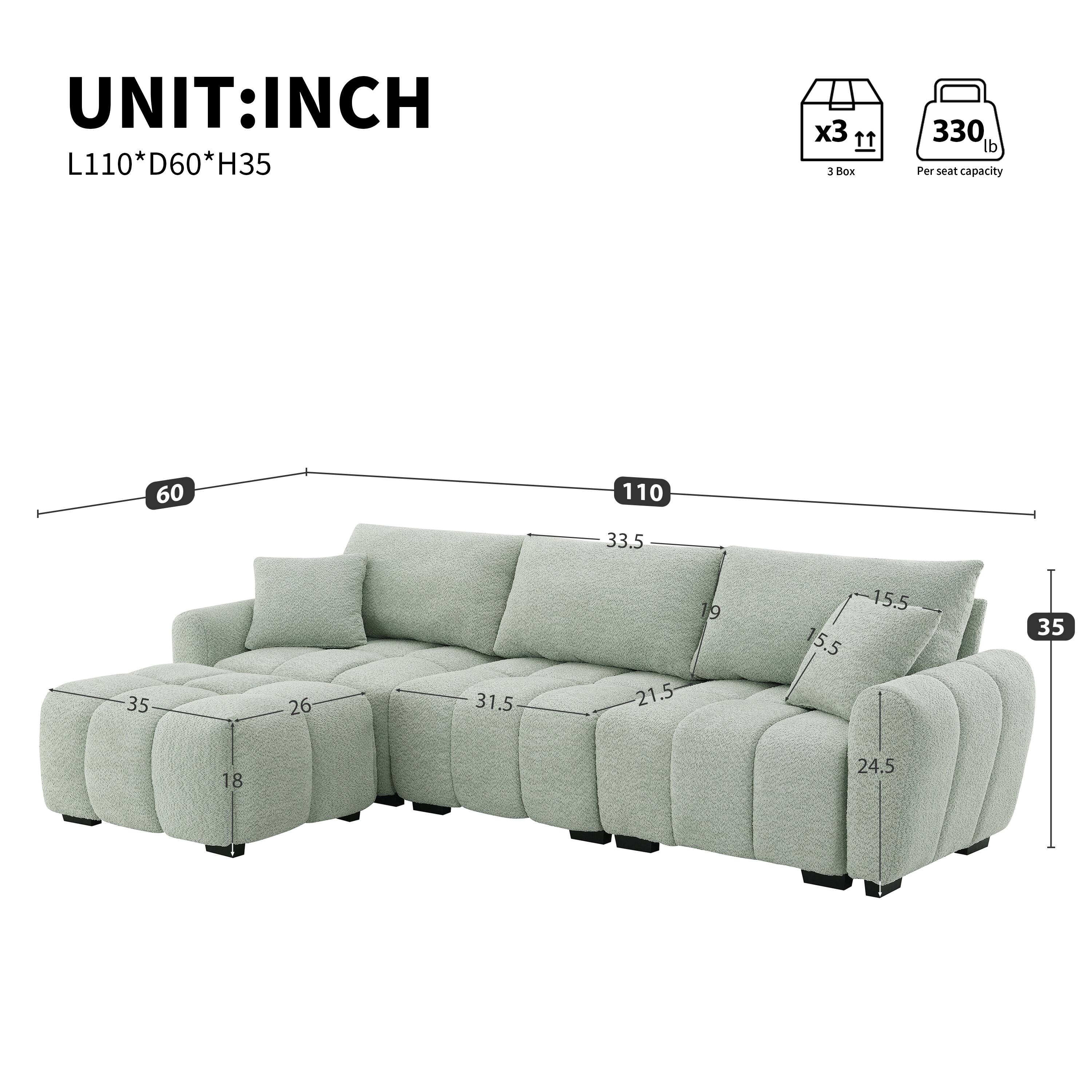 UNIT: INCH  
L110*D60*H35  

3 Box  
330 lb Per seat capacity  

60  
110  
33.5  
35  
26  
31.5  
21.5  
19  
15.5  
15.5  
35  
18  
24.5