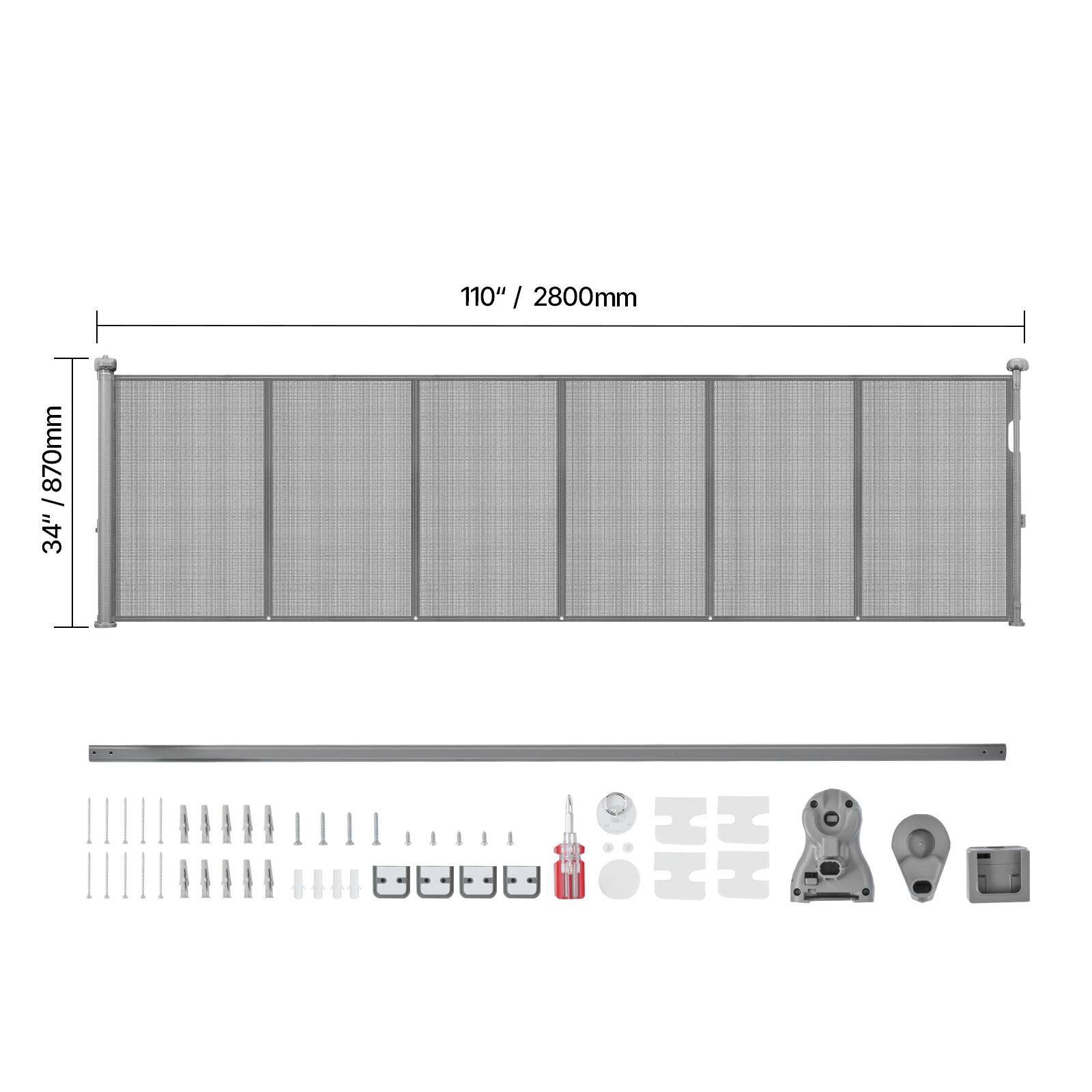 110" / 2800mm  
34" / 870mm