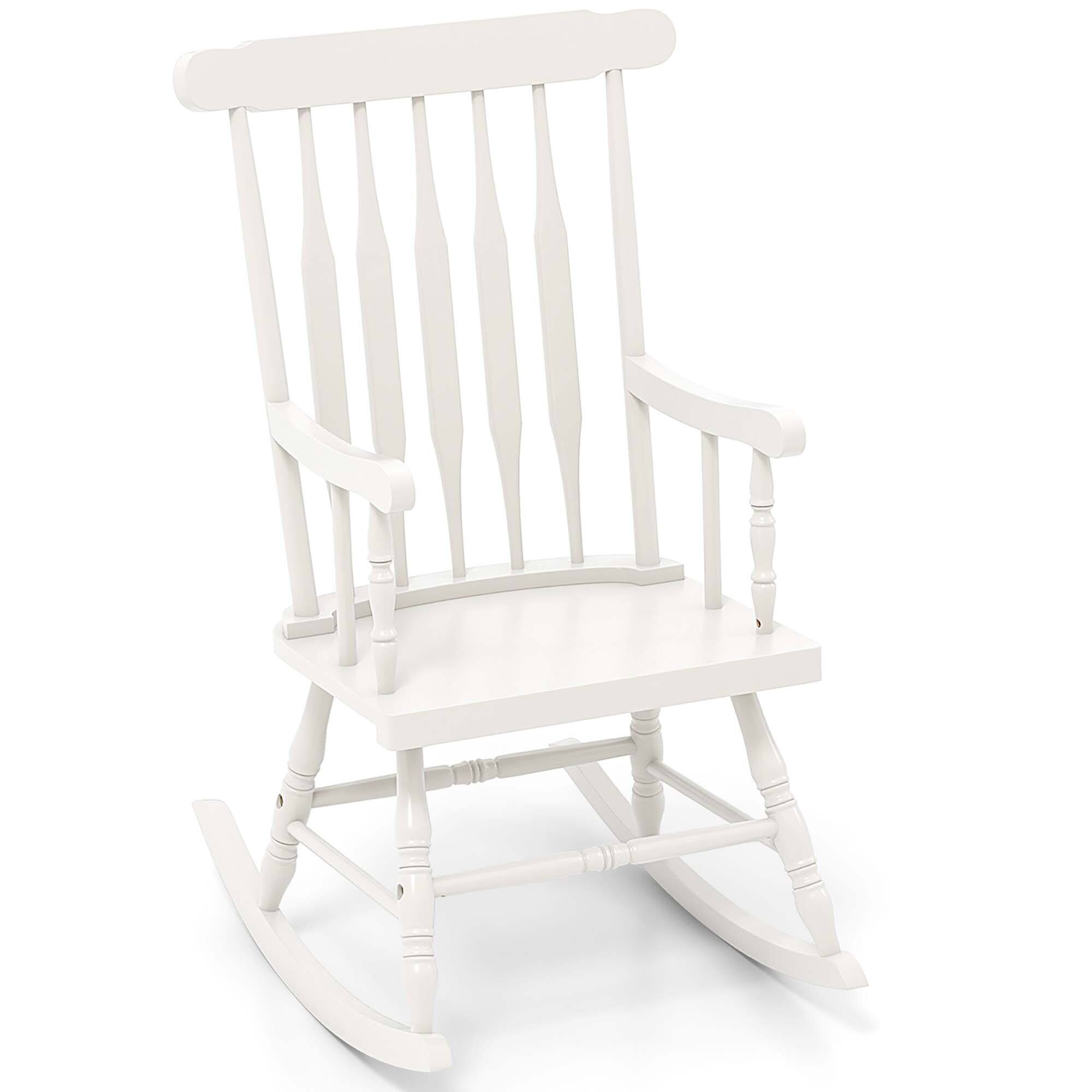 Alt View 7. Gymax - Gymax 2PCS Wooden Rocking Chair Single Rocker Indoor Garden Patio Yard White - White.
