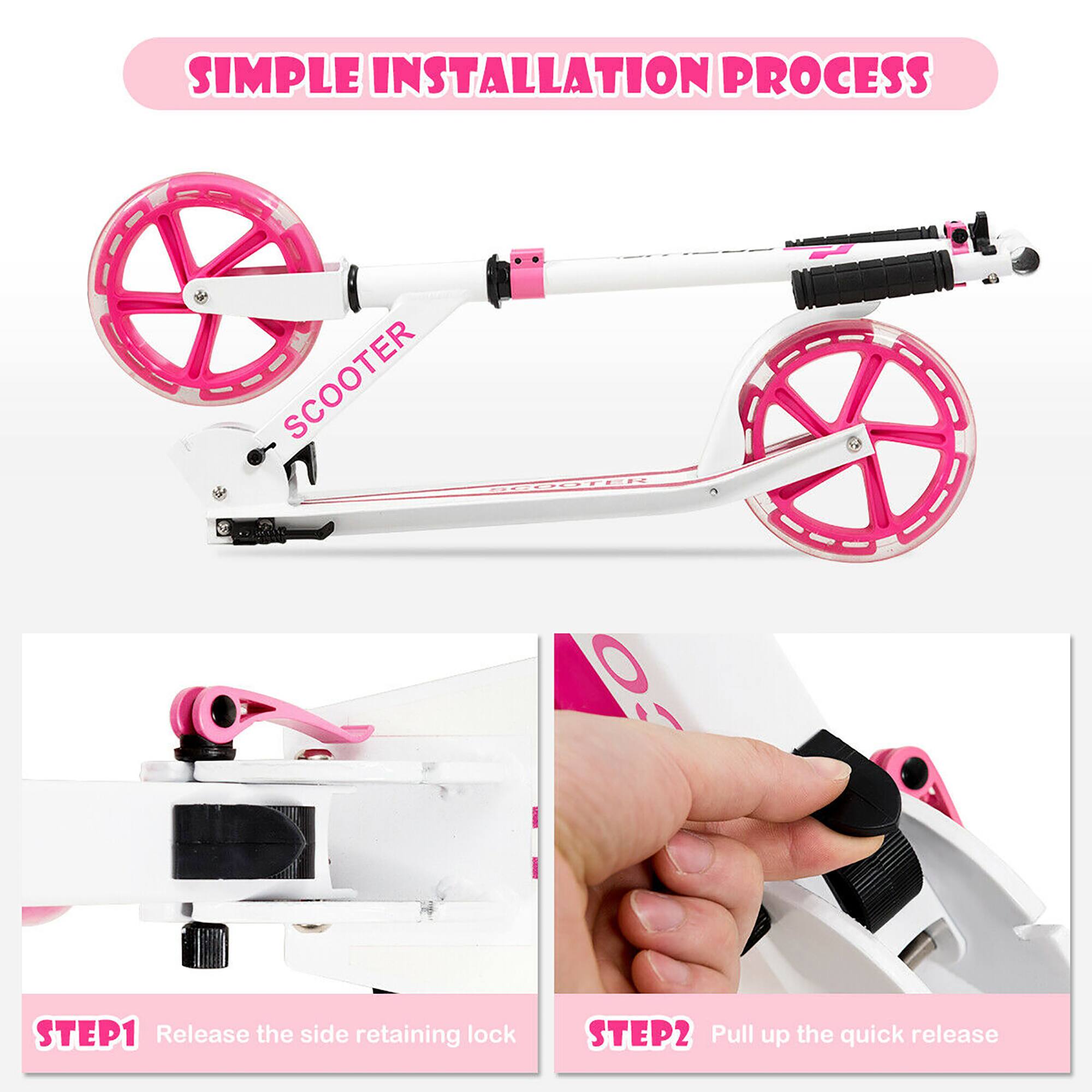 SIMPLE INSTALLATION PROCESS

SCOOTER

STEP 1: Release the side retaining lock

STEP 2: Pull up the quick release