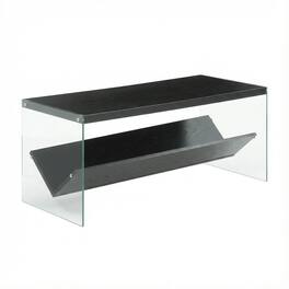 FurniFact - Glass Coffee Table with Shelf Contemporary Style and Sturdy Design - Black/Glass