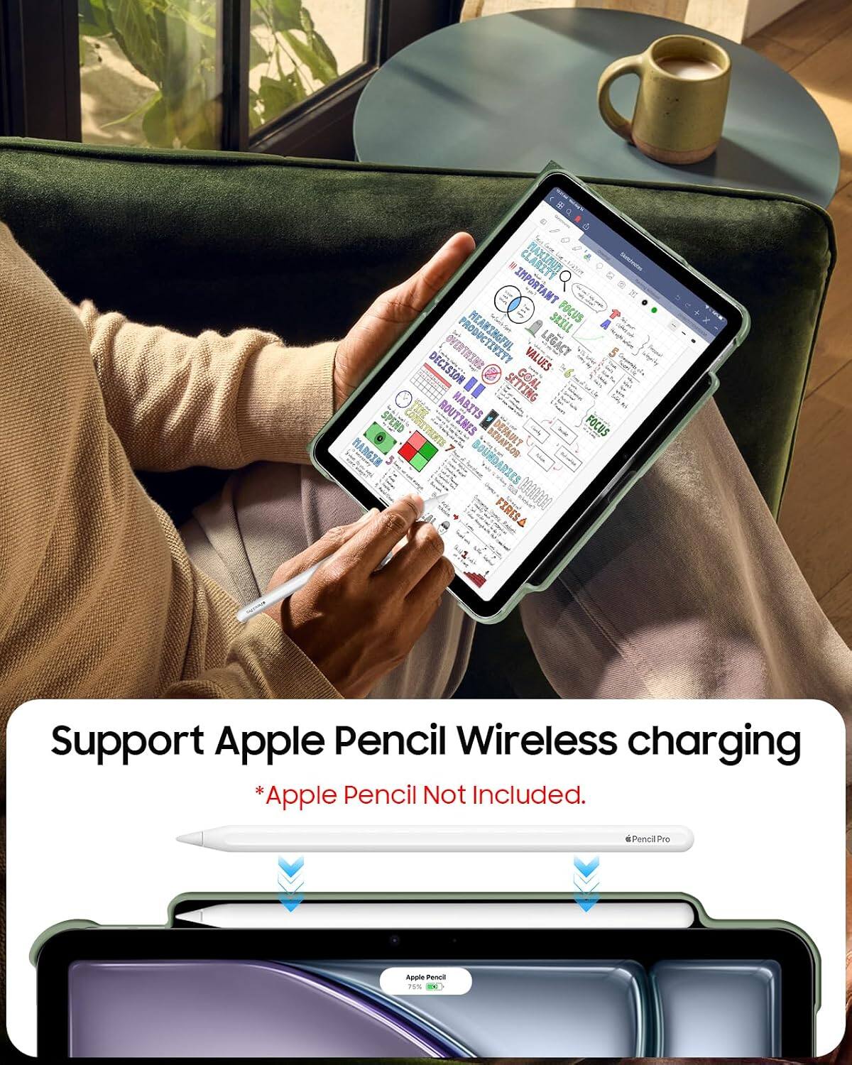 CLARITY SURUHAM IMPORTANT SKILL FOCUS DECISION OVERTHING PRODUCTIVITY VALUES LEGACY GOAL SPEND ROUTINES HABITS FOCUS HARGIN BOUNDARIES BEHAVIOR FIRESA

Support Apple Pencil Wireless charging *Apple Pencil Not Included.
PencilPro
Apple Pencil
75%