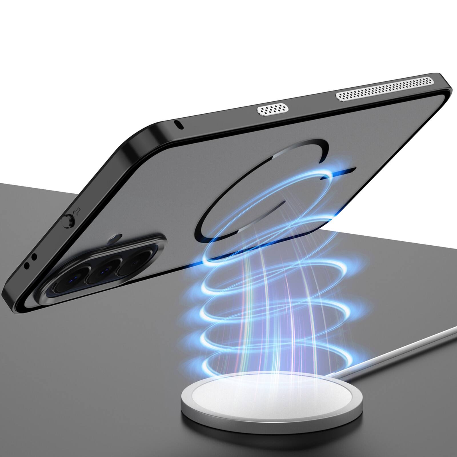 Alt View 9. Dteck - Magnetic Aluminum Bumper Case for Samsung Galaxy A37 5G, Slim Shockproof Translucent Matte Phone Cover with Buckle Lock - Silver.