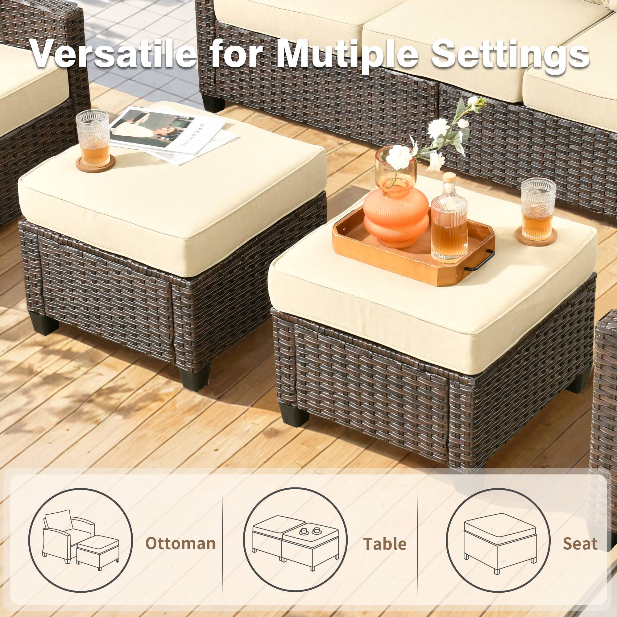 Versatile for Multiple Settings  
Defeiec Ottoman Table Seat