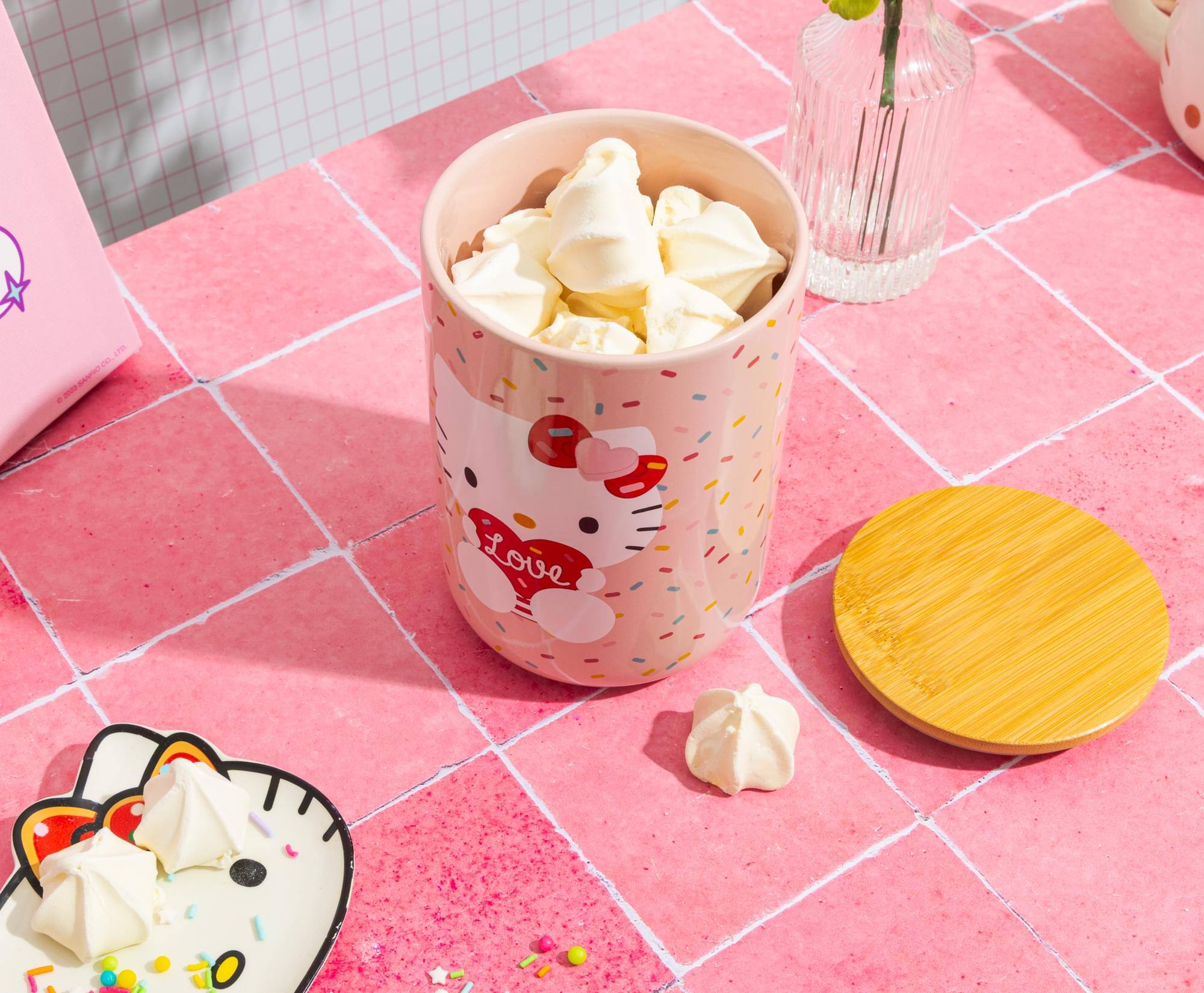 Alt View 6. Silver Buffalo - Sanrio Hello Kitty Love Heart 6.5-Inch Ceramic Snack Jar With Bamboo Lid - Pink.