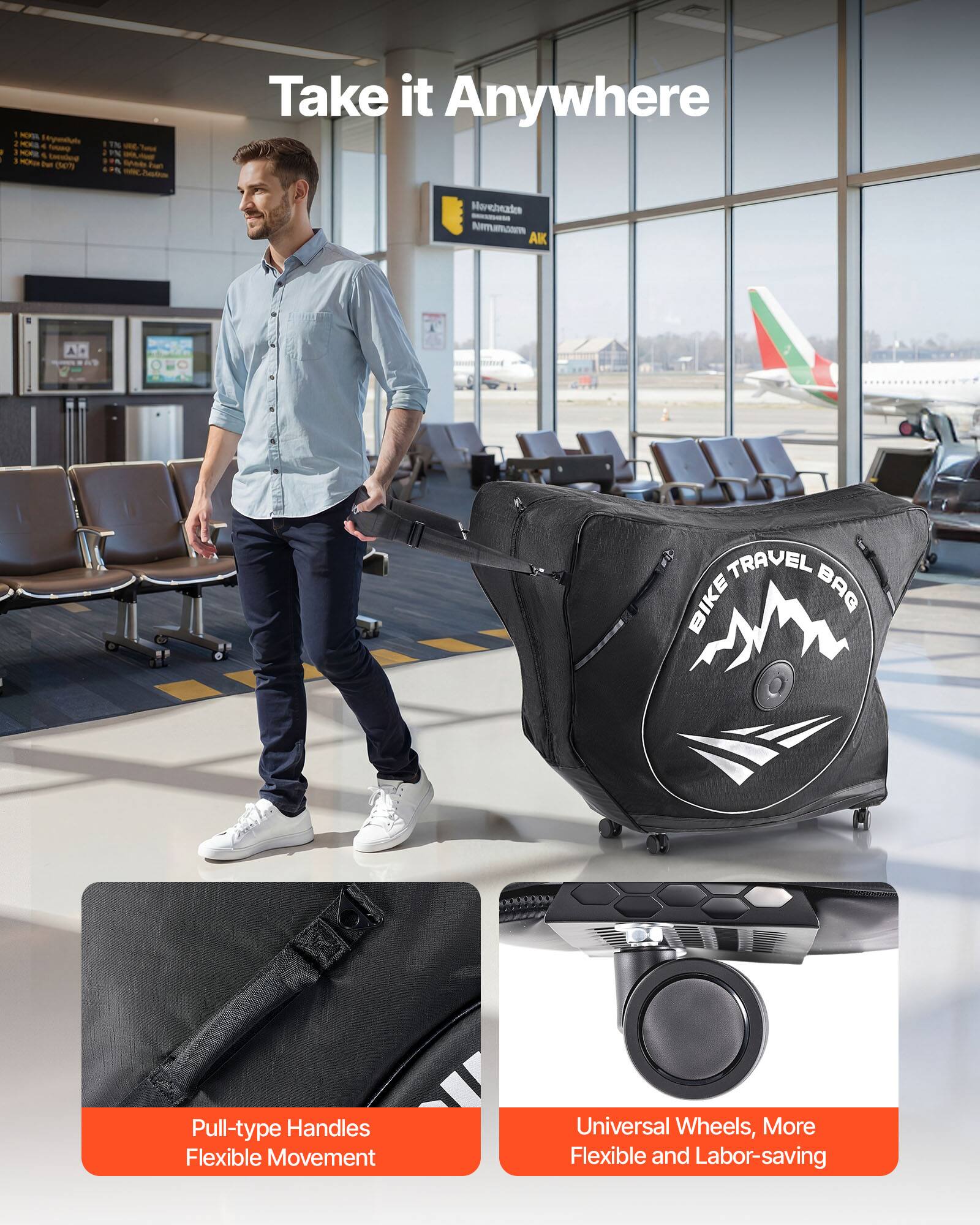 - Take it Anywhere
- More Flexible and Labor-saving
- Pull-type Handles Flexible Movement
- Universal Wheels, More Flexible and Labor-saving