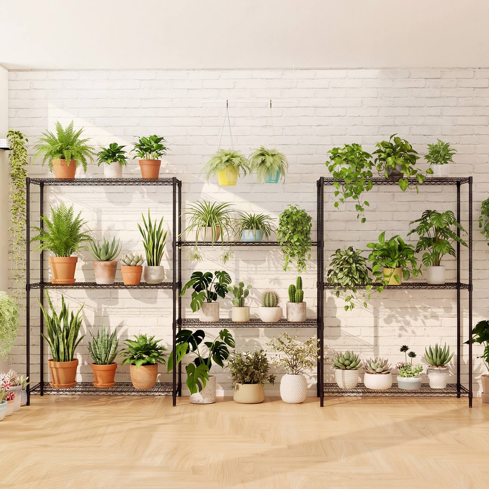 Alt View 5. Gymax - Gymax 4-Tier Metal Storage Shelving Unit Heavy-Duty Adjustable Utility Shelf w/ V-Shaped Wire Rac - Black.