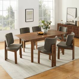 Alba 7-Piece Dining Set by Modway - Walnut Taupe