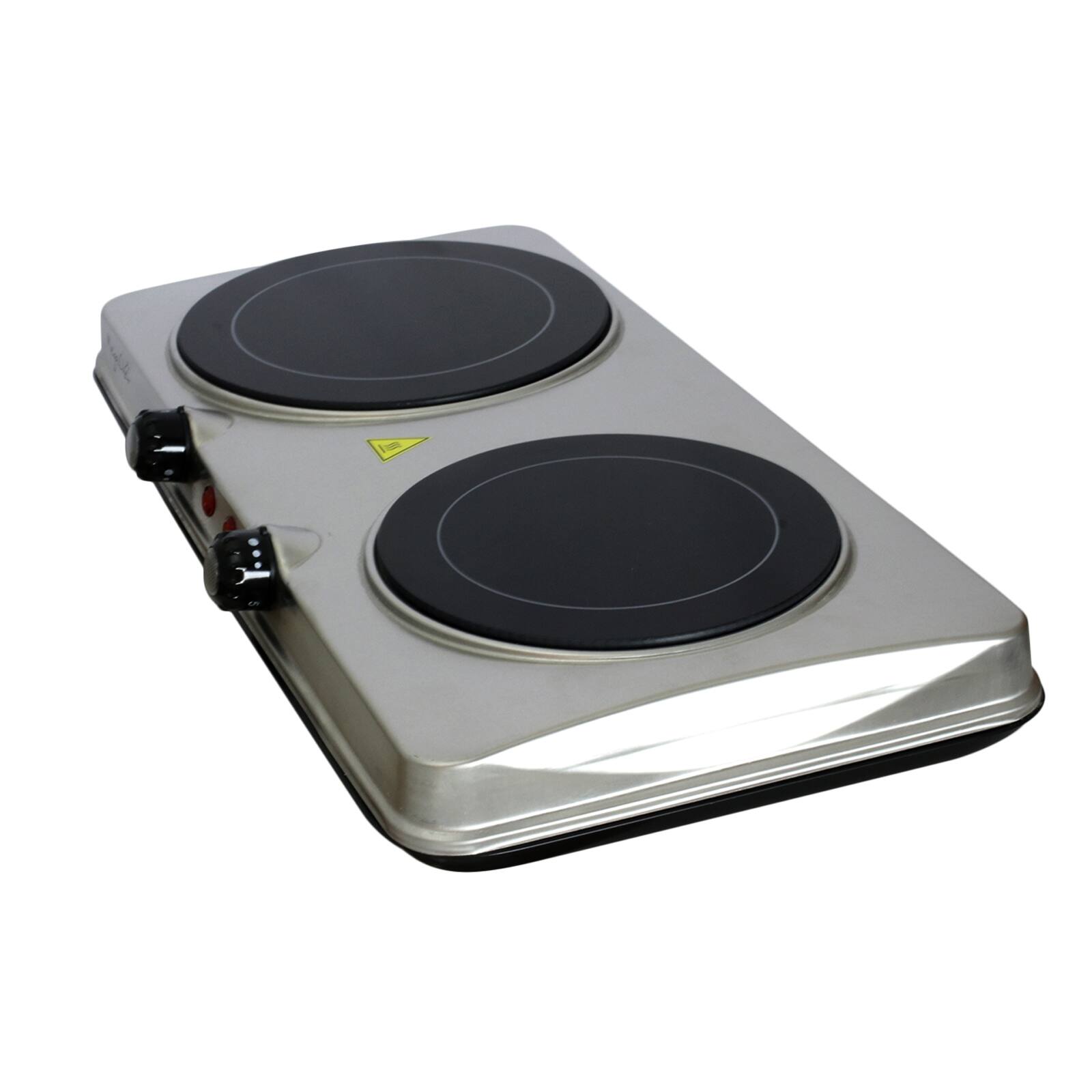 Alt View 1. MegaChef - MegaChef Electric Easily Portable Heavy Duty Lightweight Dual Size Infrared Burner Cooktop Buffet Range in Sleek Steel - Silver.
