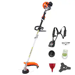 VEVOR - String Trimmer, 26cc 2 in 1 Weed Wacker Gas Powered, 17" Cordless Grass Trimmer with 10" Brush Cutter, Shoulder Strap - Silver;Orange