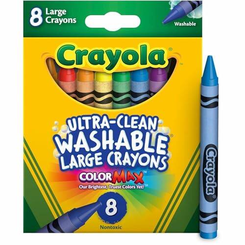 Large 8 Crayons Washable Crayola  
ULTRA-CLEAN WASHABLE LARGE CRAYONS  
Our COLOR Brightest, 8 Truest MAX Colors Yet!  
Crayola Nontoxic