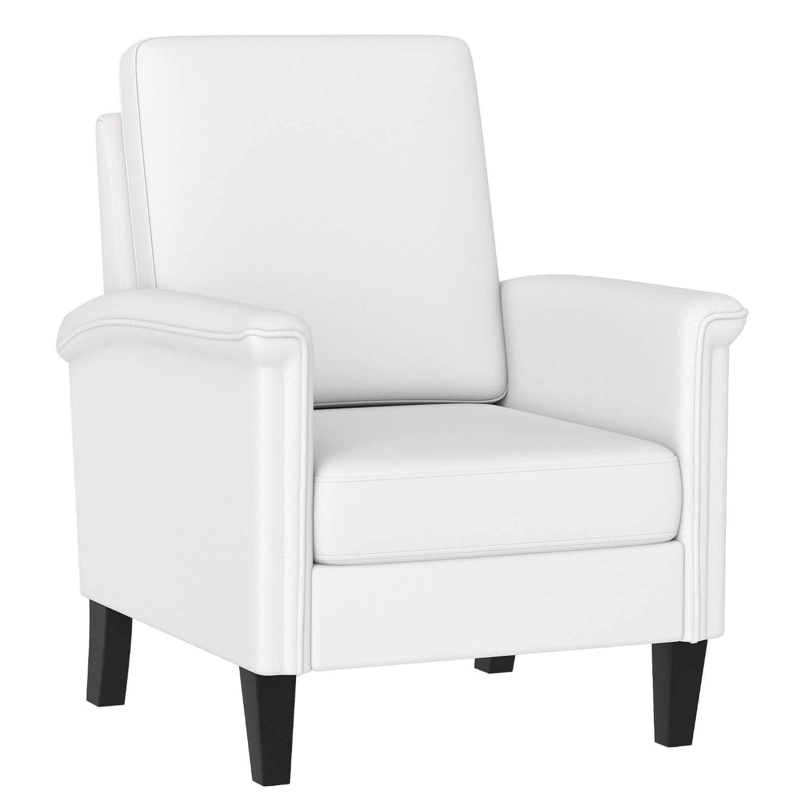 Costway - Modern Accent Chair w/Solid Wood Legs and High Back and Thick Comfy Cushion - White