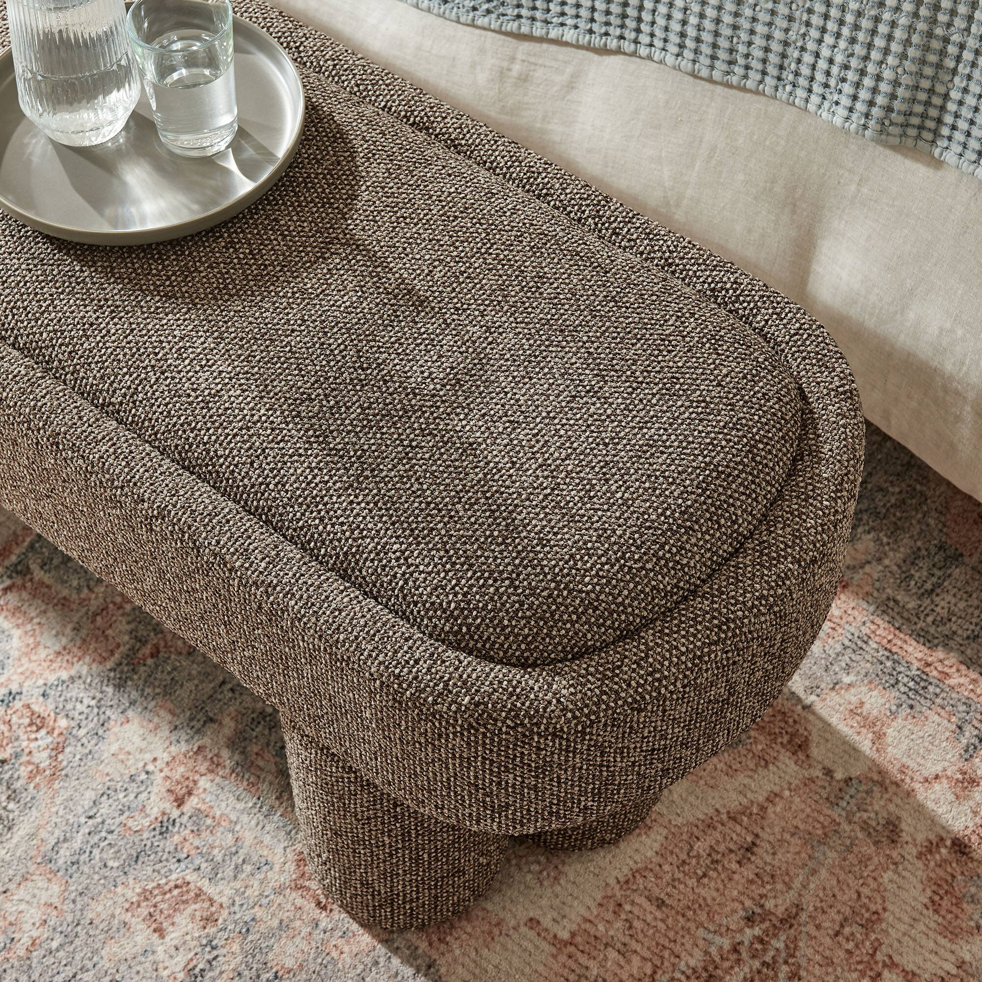 Alt View 1. Modway - Mossi 52-Inch Oval Boucle Fabric Bench by Modway - Earth.