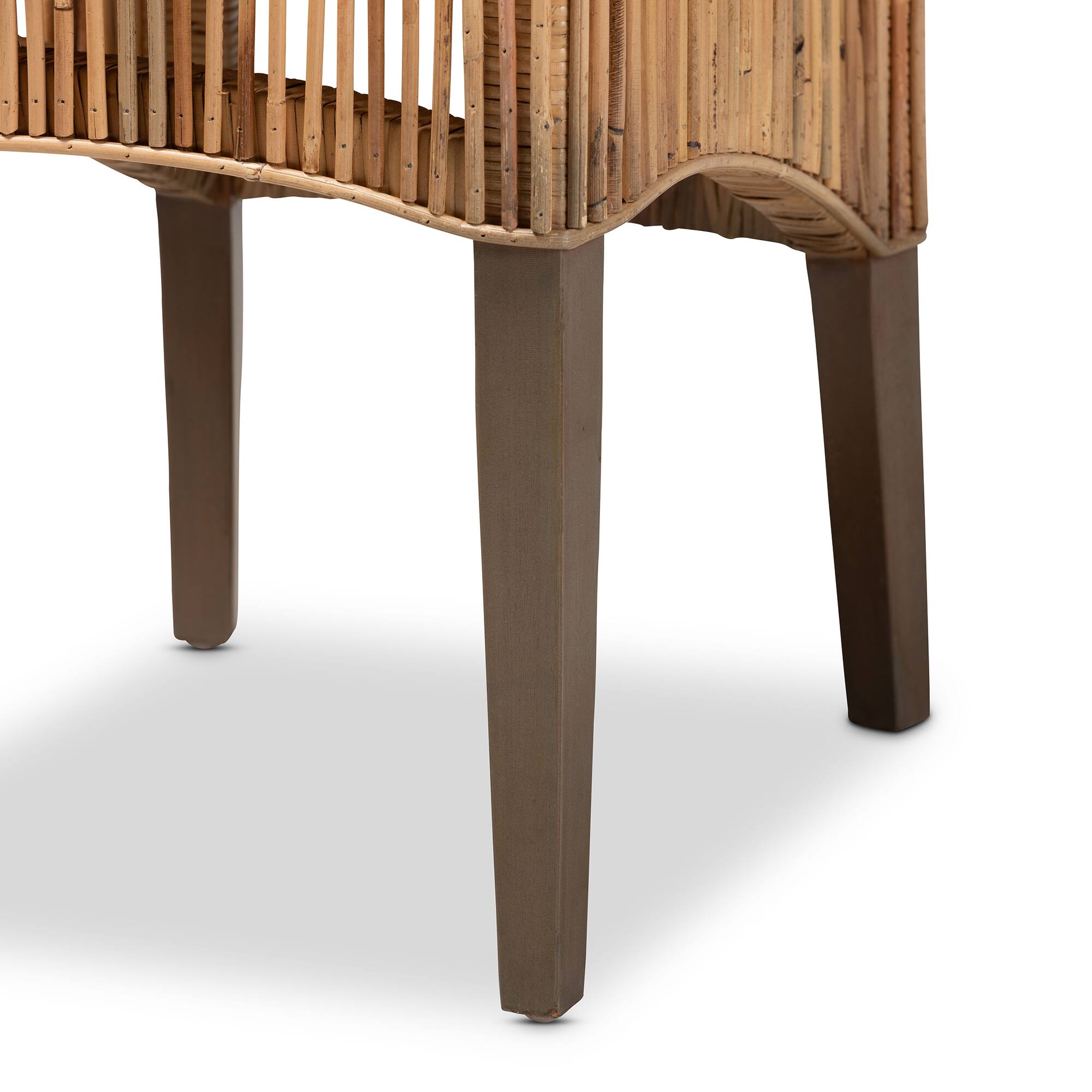 Alt View 1. bali & pari - Sullivan Modern Bohemian Rattan 2-Piece Dining Chair Set - White/Natural Brown.