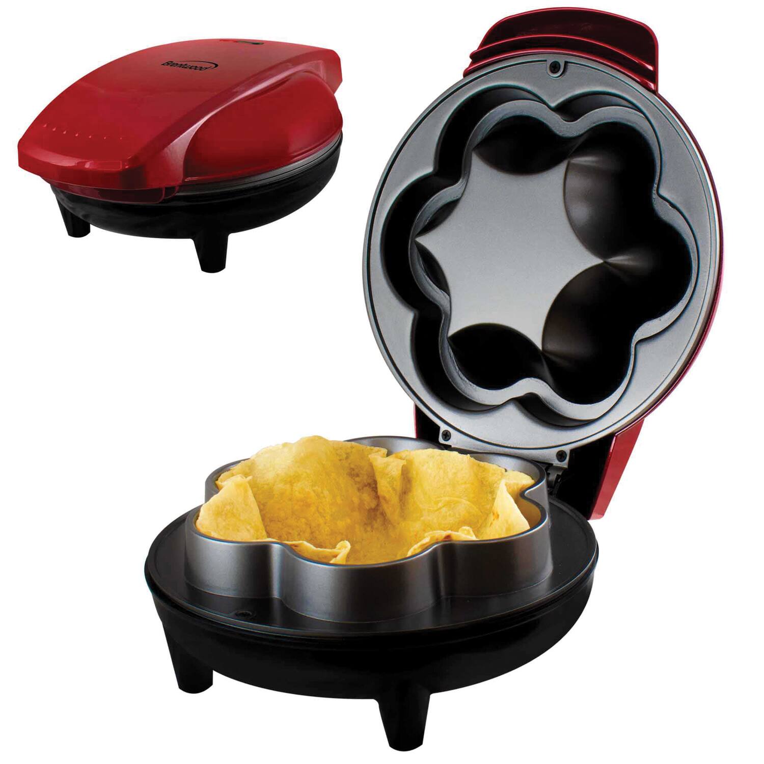 Back. Brentwood - Brentwood Ts-257r Ts-257r 10-in. Electric Tortilla Taco Bowl Maker, Red - Red.