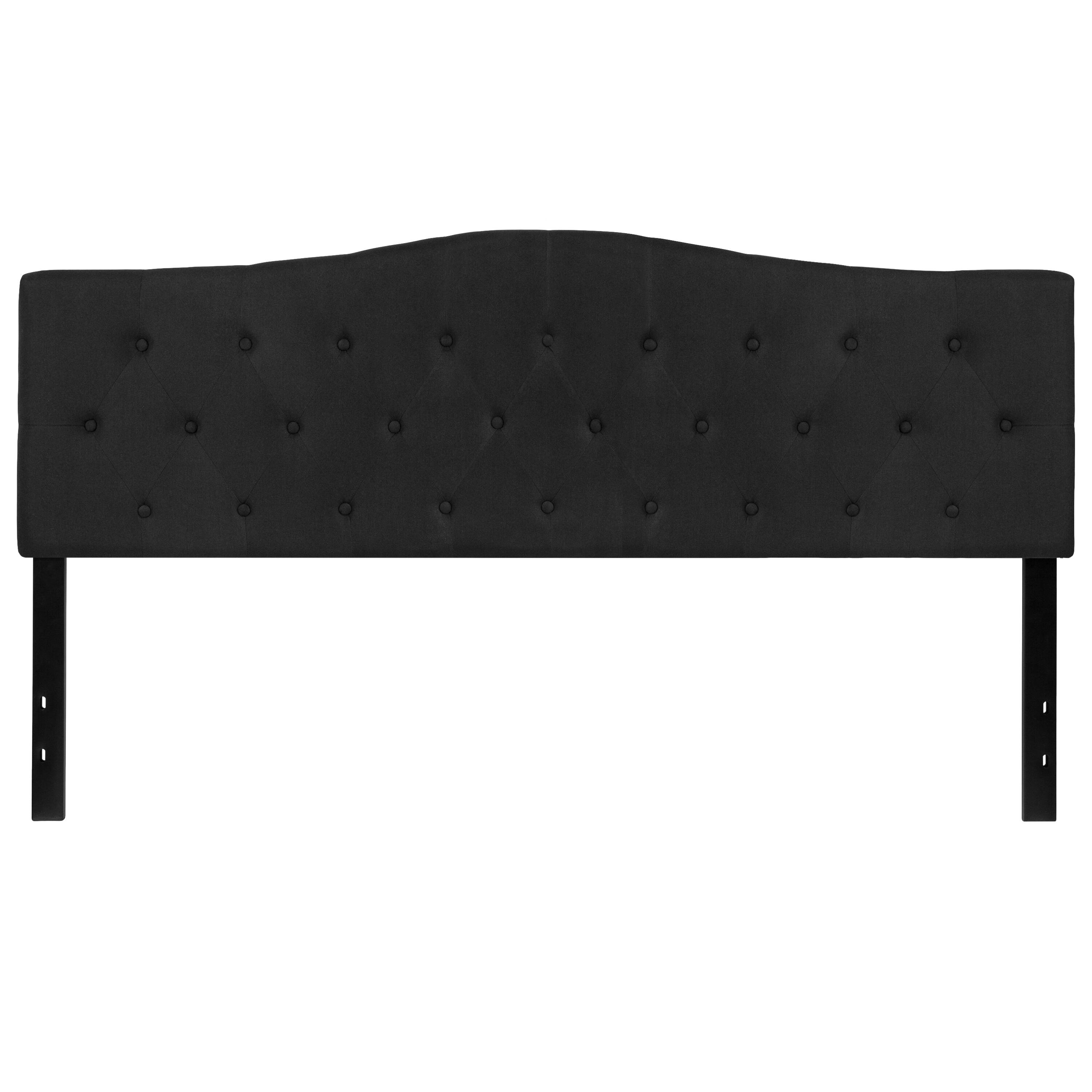 Alt View 4. Emma + Oliver - Arched Button Tufted Upholstered Headboard - Black.