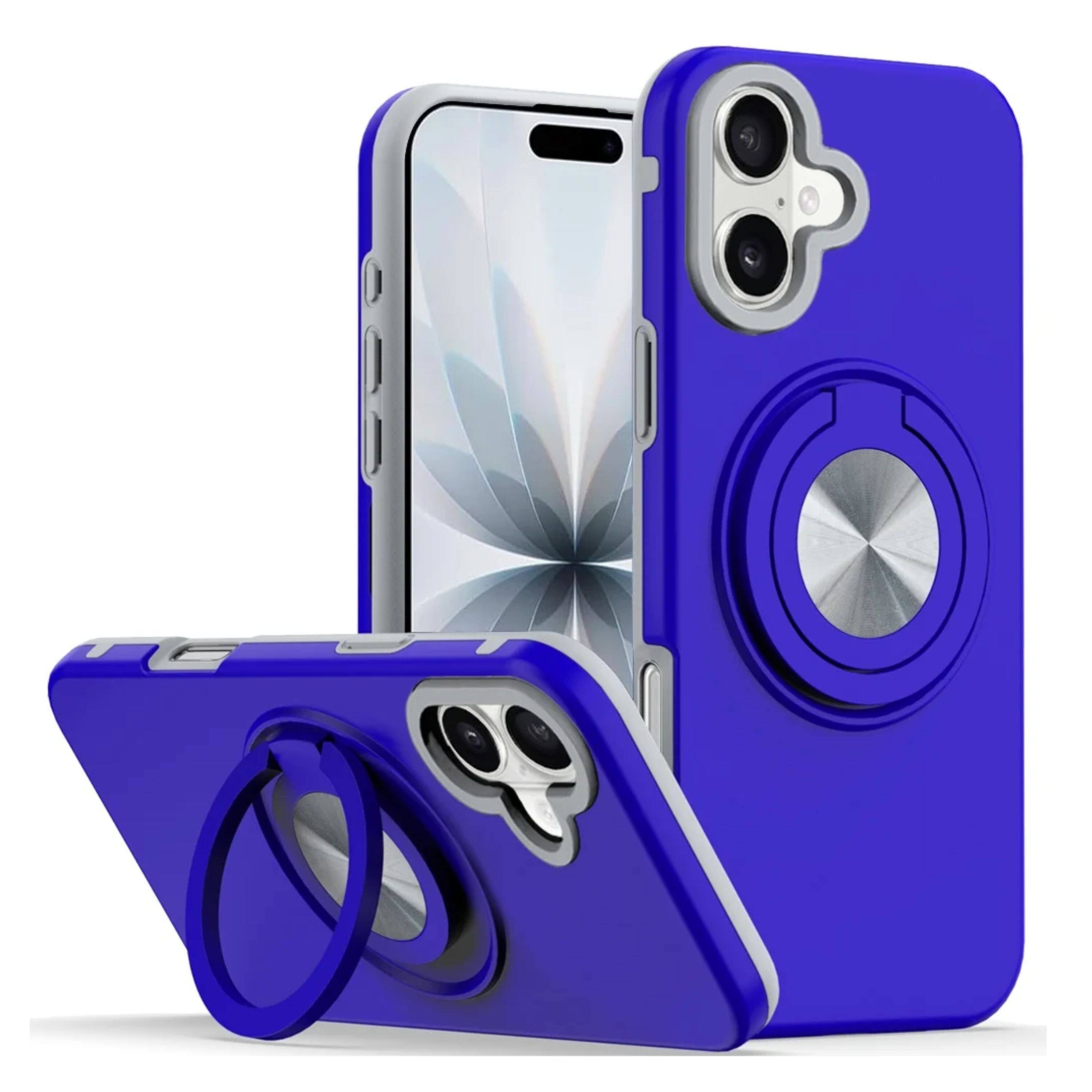 Kitcheniva - Solid Rugged Shockproof Phone Case With 360 Stand Tempered Glass For iPhone 17 - Blue price history on PriceWatchPro