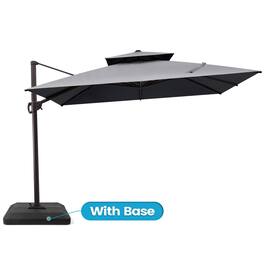 Crestlive Products - 10x10ft Aluminum Double Top Crank Cantilever Patio Umbrella with Base - Dark Gray