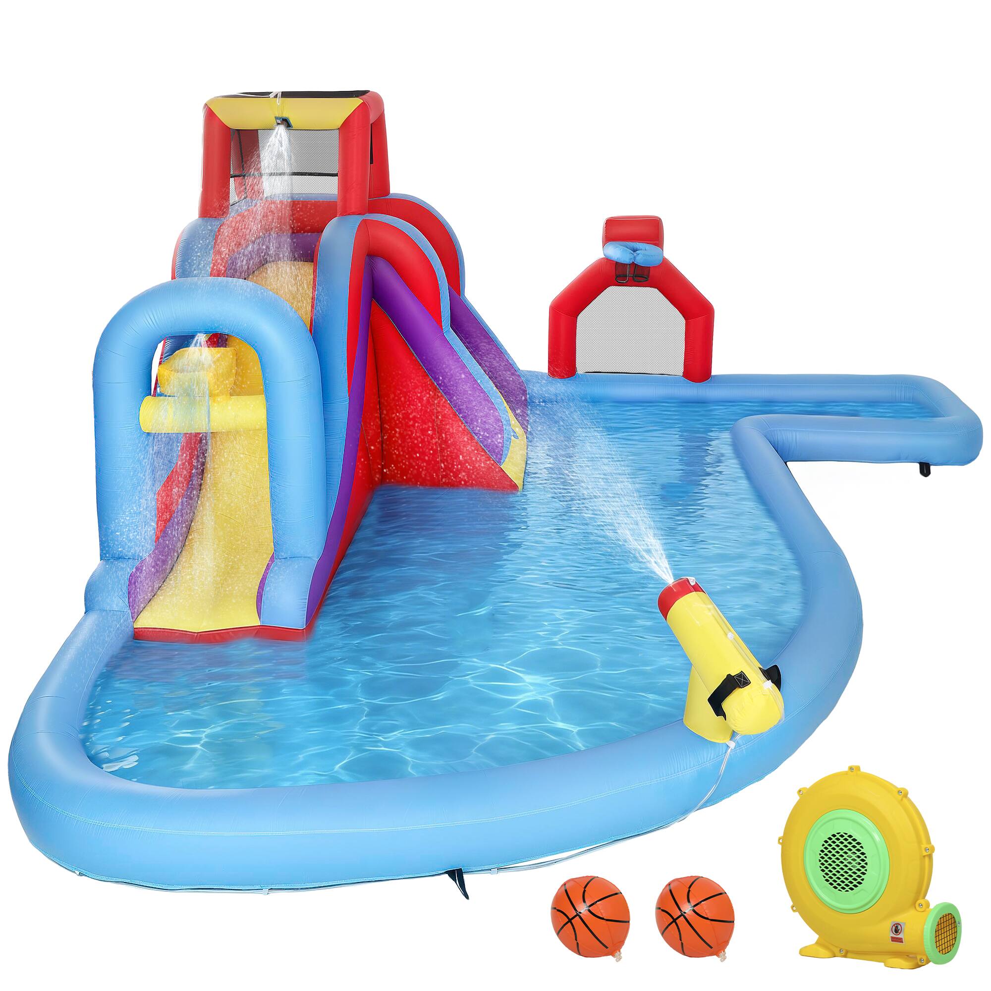 Alt View 8. Loheer - Loheer Inflatable Water Slide Bounce House Splash Pool Kids Backyard Playground Heavy Duty Oxford Cloth Blower Included.