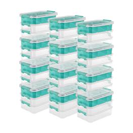 Sterilite - Convenient Home 3-Tiered Stacking Carry Storage Box, (12 Pack) - Clear