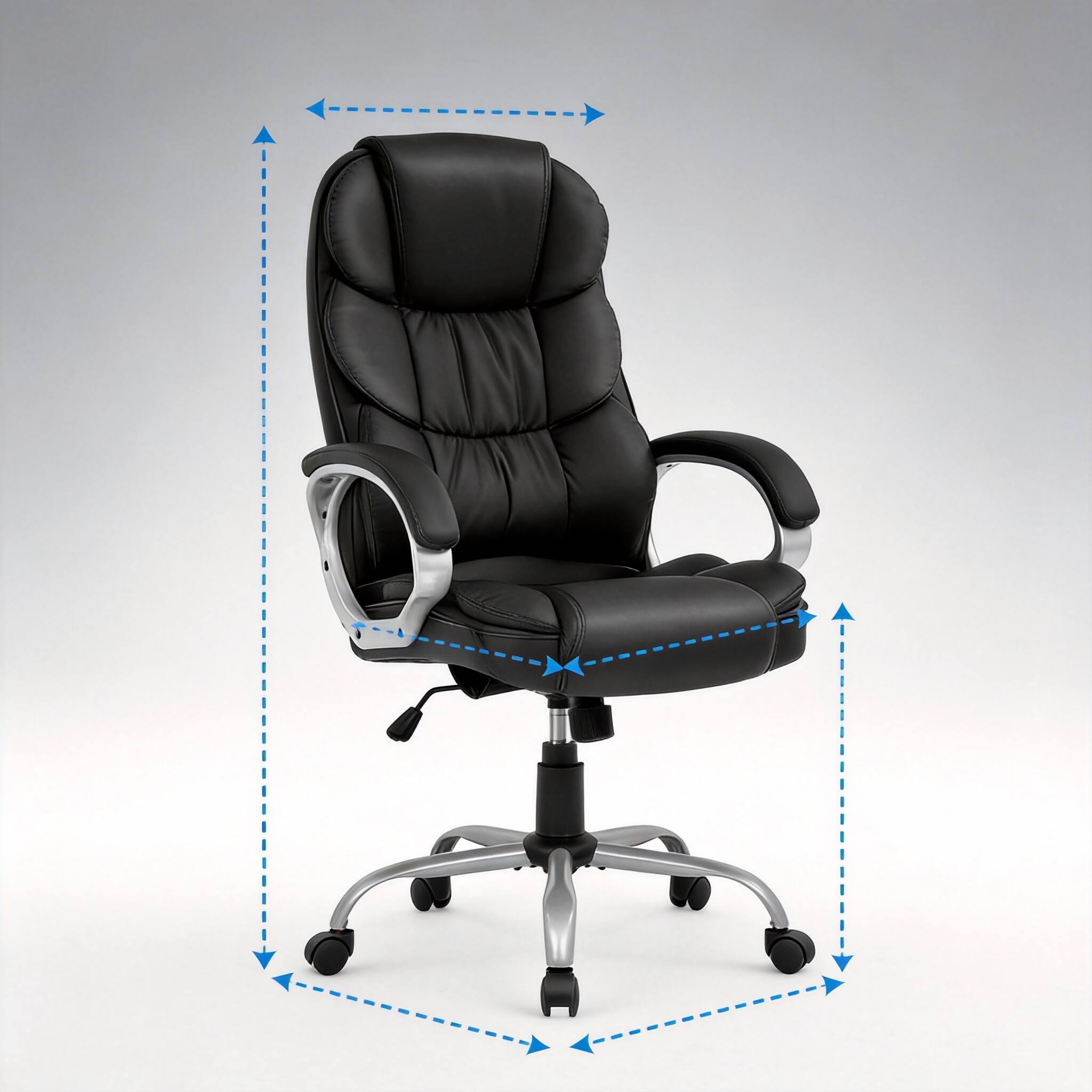 Alt View 1. Frangdom - Ergonomic High-Back PU Leather Swivel Office Chair with Lumbar Support - Brown.