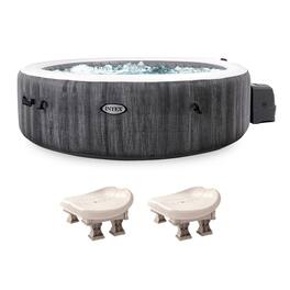 Intex - PureSpa Plus Inflatable Bubble Jet Hot Tub with Non-Slip Seats, (2 Pack) - Gray