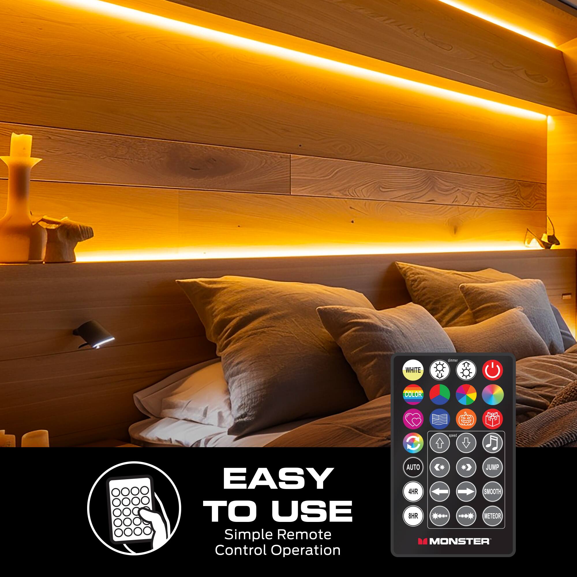 WHITE - I COLOR I EASY TO USE  
Simple Remote Control Operation  
AUTO JUMP 4HR SMOOTH  
WETEOR MONSTER