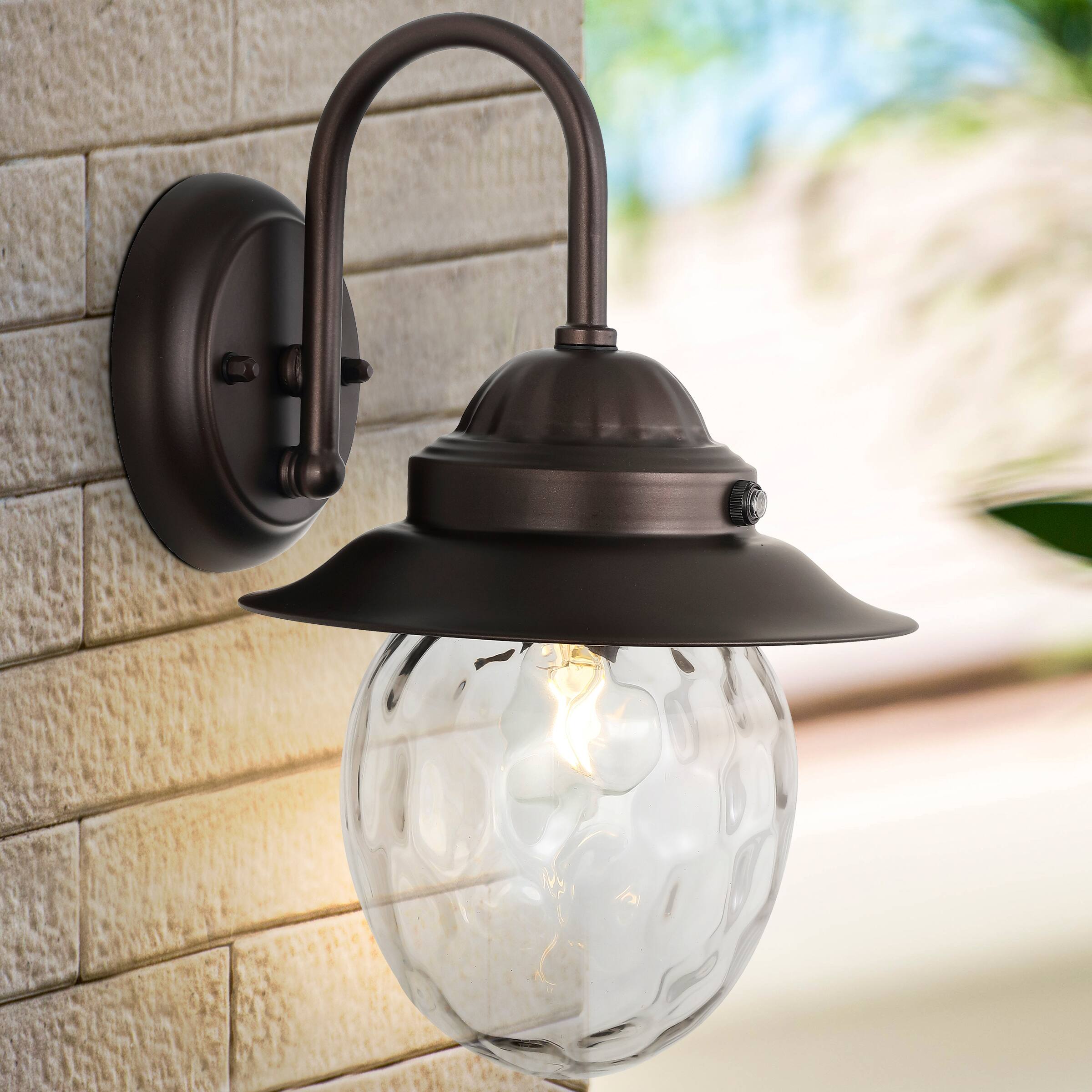 Alt View 9. Jonathan Y - Rodanthe 8.25" 1-Light Farmhouse Industrial Iron/Glass Outdoor LED Sconce, Oil Rubbed Bronze/Clear - Oil Rubbed Bronze/Clear.