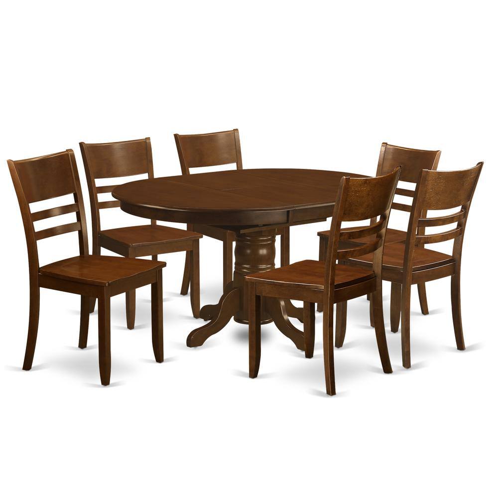 Left. East West Furniture - 7 Pc Kenley Dining Table with a 18 Leaf and 6 hard wood Kitchen Chairs in Espresso ." - Espresso.