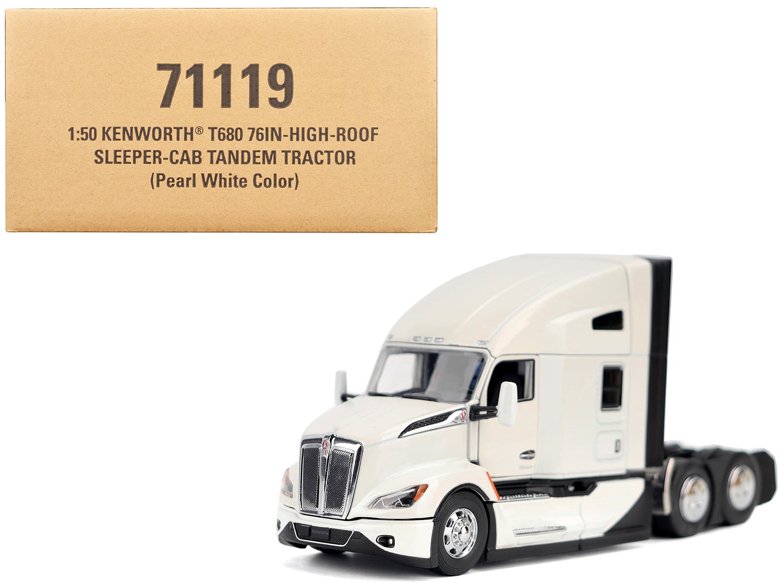 "Kenworth T680 Truck Tractor Pearl White ""Transport Series"" 1/50 Diecast Model by Diecast Masters" price history on PriceWatchPro