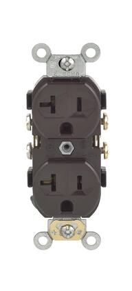 Leviton - 5800-SP 20-Amp, 125-Volt Duplex Self-Grounding Receptacle - Brown