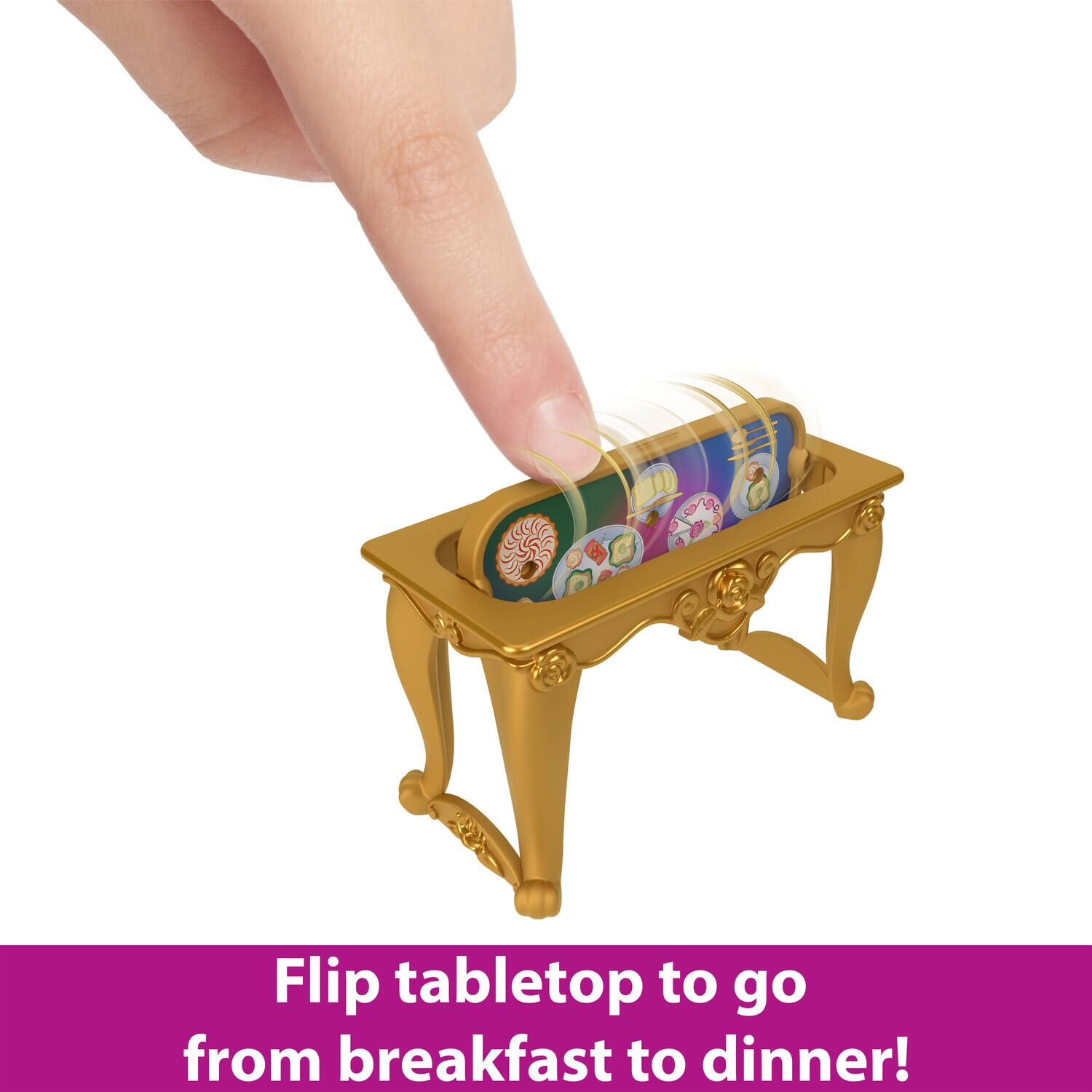 Flip tabletop to go from breakfast to dinner!