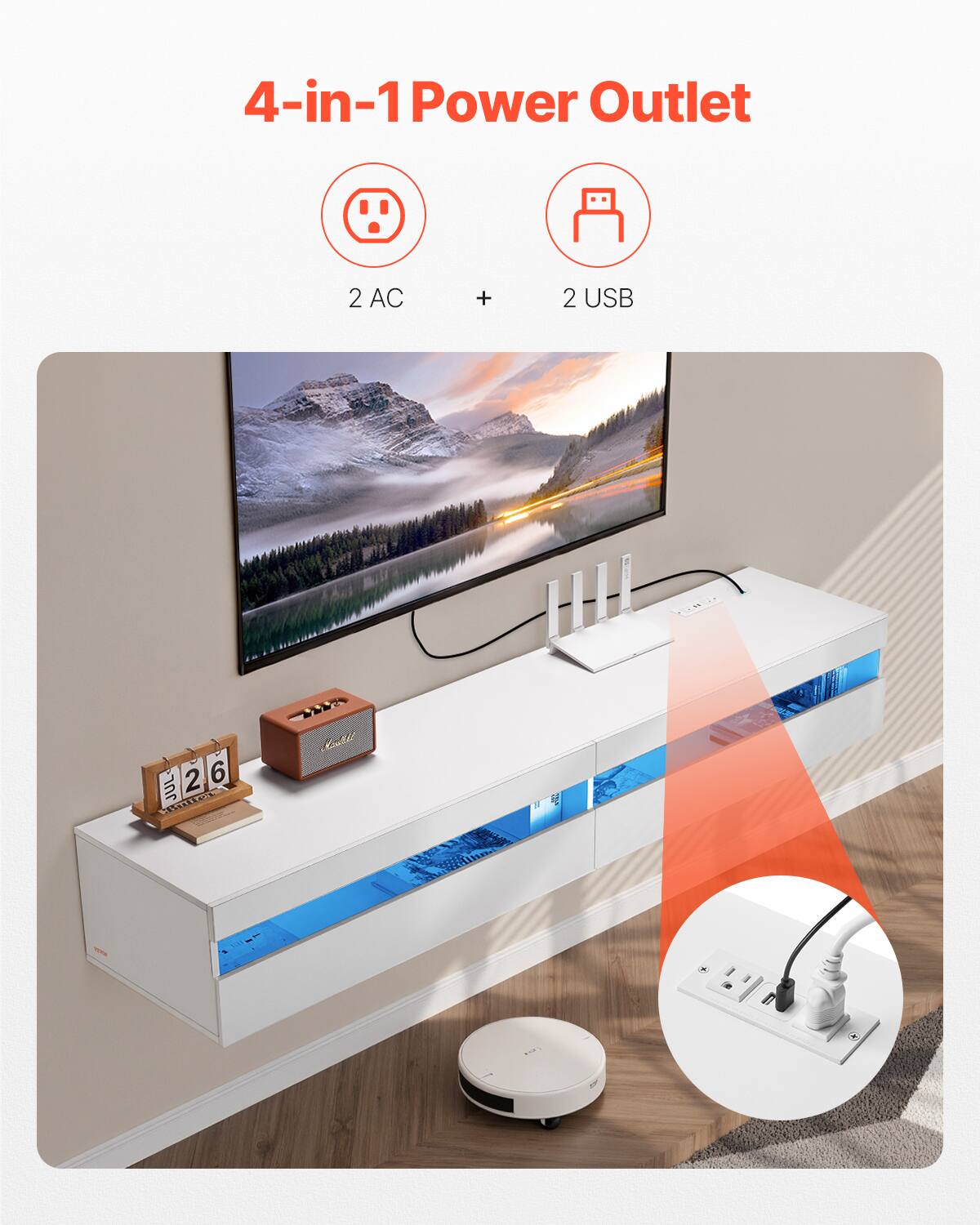 4-in-1 Power Outlet

2 AC + 2 USB