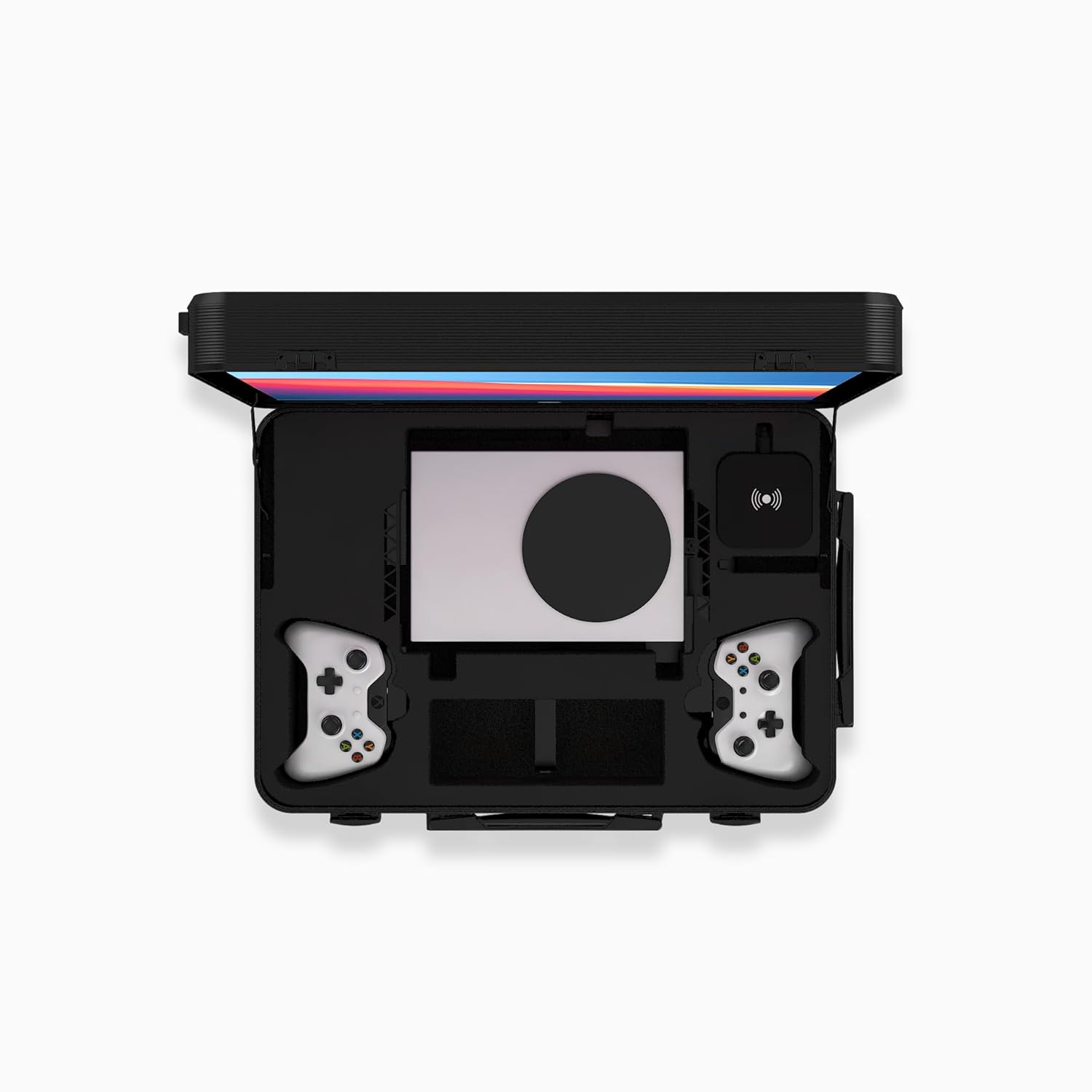 Left. POGA - PRO Premium Portable Console Travel Case w/ Trolley & 21.5'' ASUS Gaming Monitor for Xbox Series S - Black.