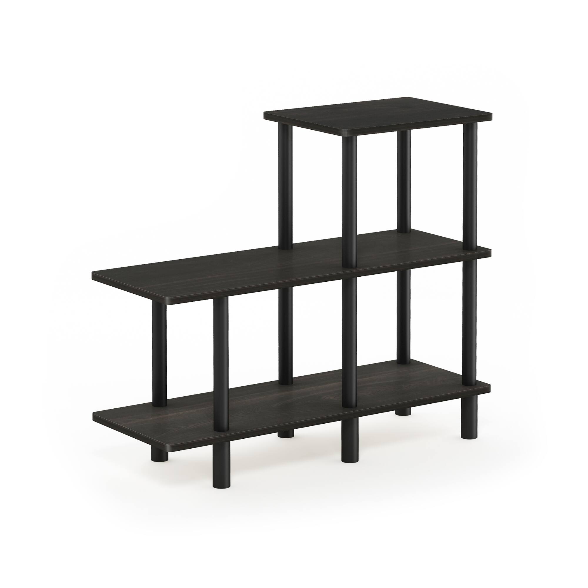 Front. Furinno - Turn-N-Tube 3-Tier Cube Ladder Shelf, Espresso/Black - Espresso/Black.