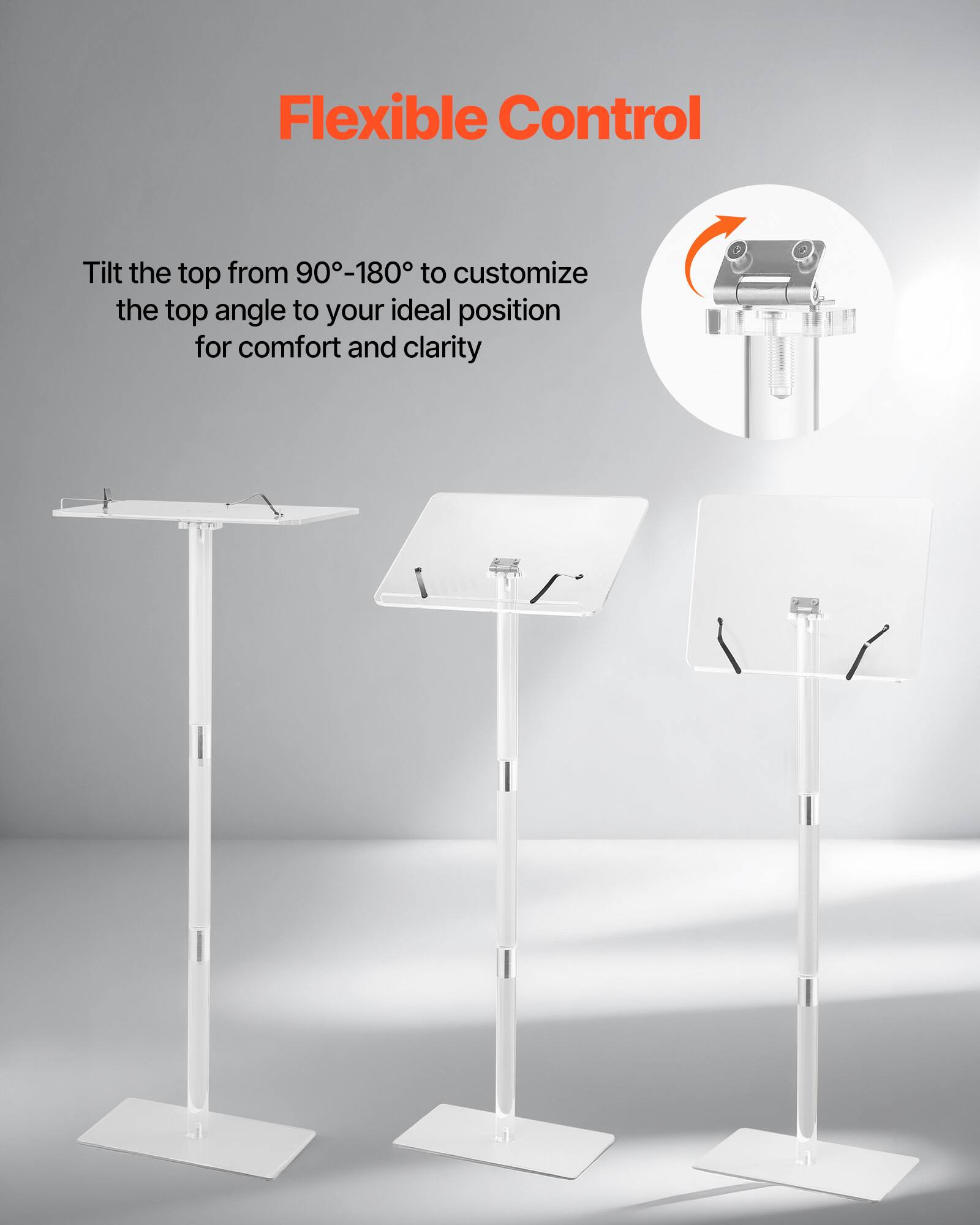 Flexible Control

Tilt the top from 90°-180° to customize the top angle to your ideal position for comfort and clarity