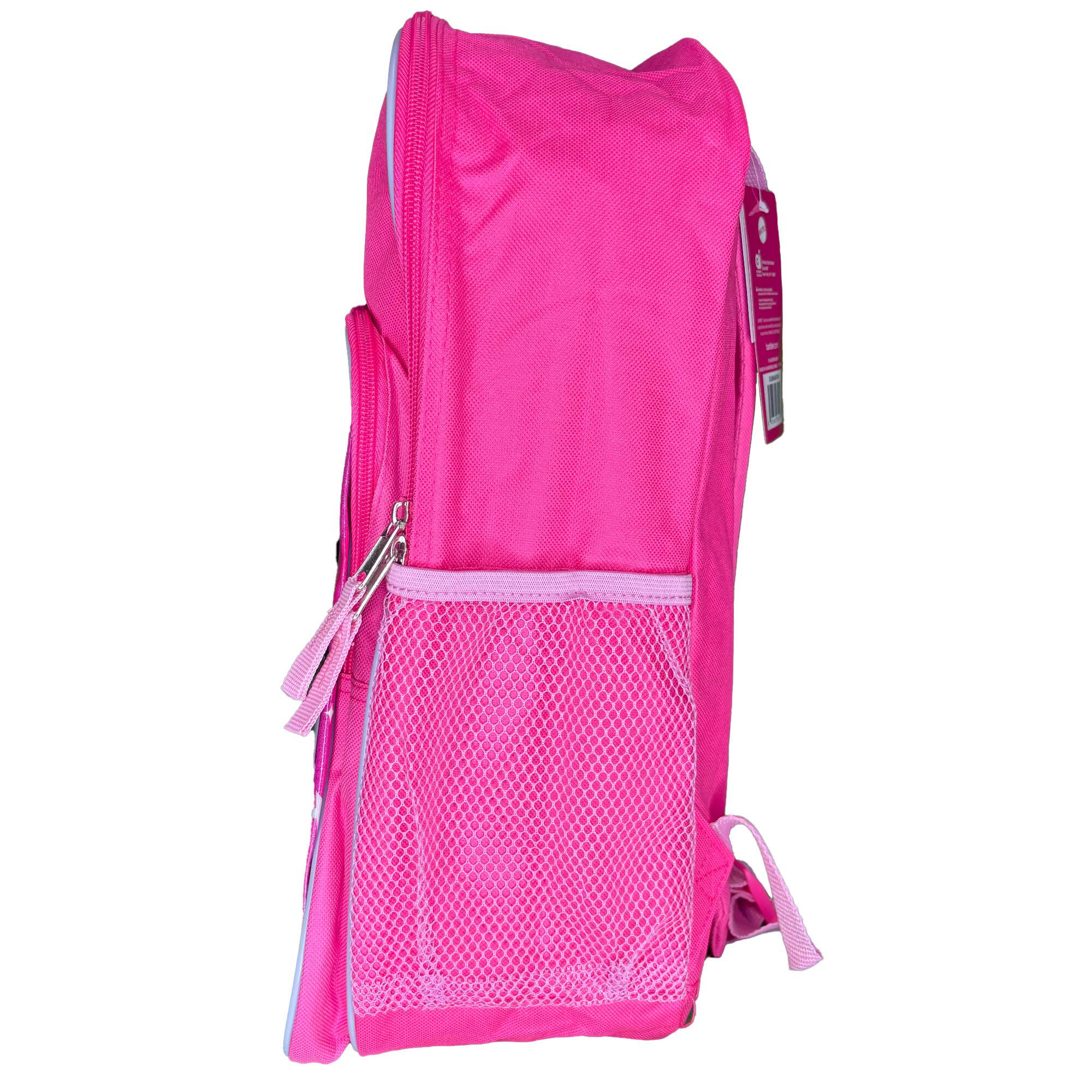 Alt View 2. Barbie - Barbie & Friend 16" Pink Girls Backpack with Front Pocket and side mesh Pockets - Pink.